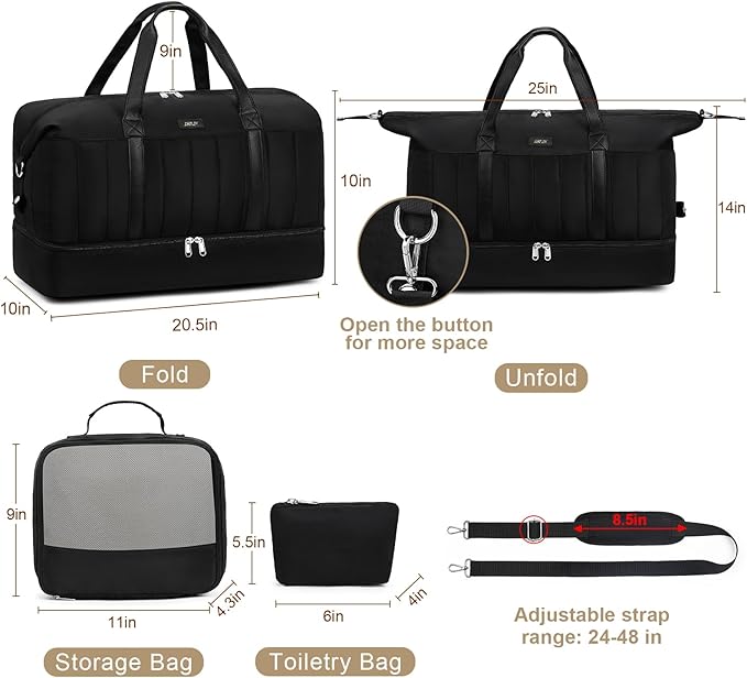 IBFUN Weekender Bags for Women, Travel Duffle Bag with Shoe Compartment Carry on Weekender Overnight Duffel for Weekend Travel Business Trip 3PCS