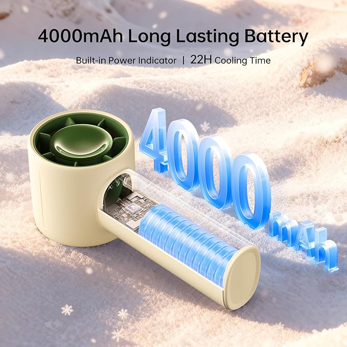 JISULIFE Portable Handheld Fan, 4000mAh Mini Rechargeable Fan, 5 Speeds & Up to 22H Cooling. Ideal for travel, camping, and Christmas festivities. Gift for Women, Men, Bridesmaids, Birthday (Beige)