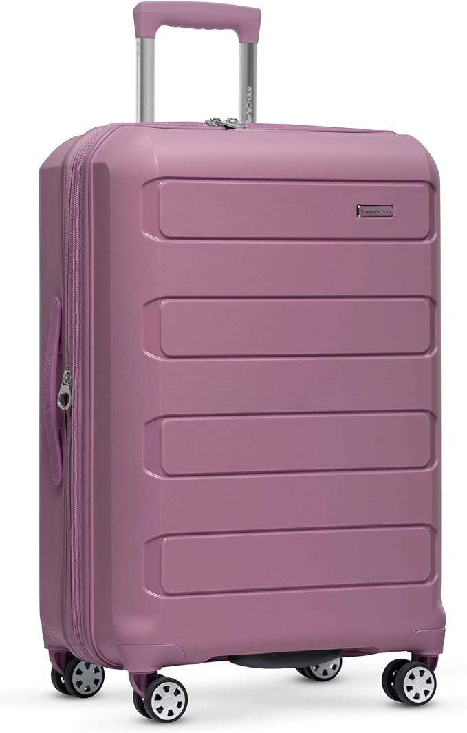Traveler's Choice Pagosa Indestructible Hardshell Expandable Spinner Luggage, Mauve, 26-Inch Medium