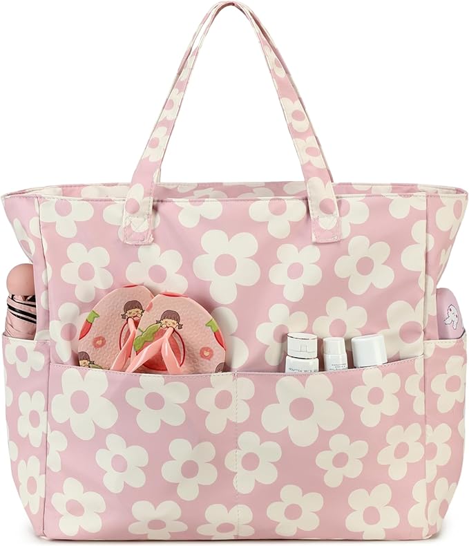 Bluboon Waterproof Beach Tote Pool Bags for Women Ladies Extra Large Carry On Bag With Wet Compartment for Weekender Travel