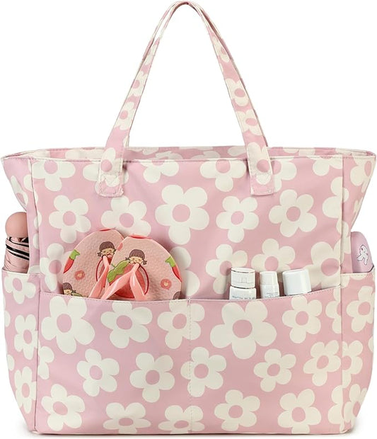 Bluboon Waterproof Beach Tote Pool Bags for Women Ladies Extra Large Carry On Bag With Wet Compartment for Weekender Travel