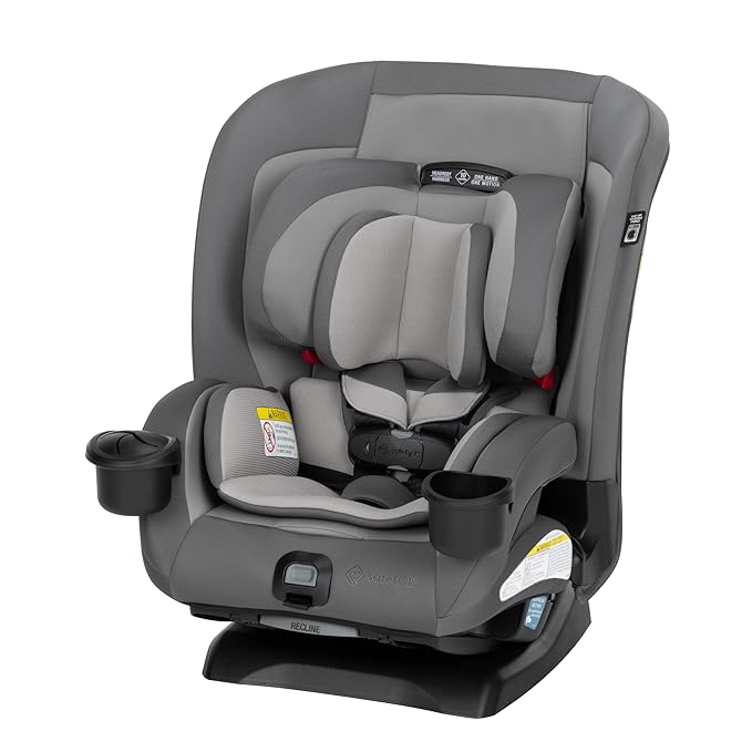 Safety 1st EverSlim 4-in-1 Convertible Car Seat, SecureTech Chest Clip, Ultra-Slim, 4-Mode Infant to Booster, Baby Car Seat, 5-100 lbs, Memory Foam, Office Space