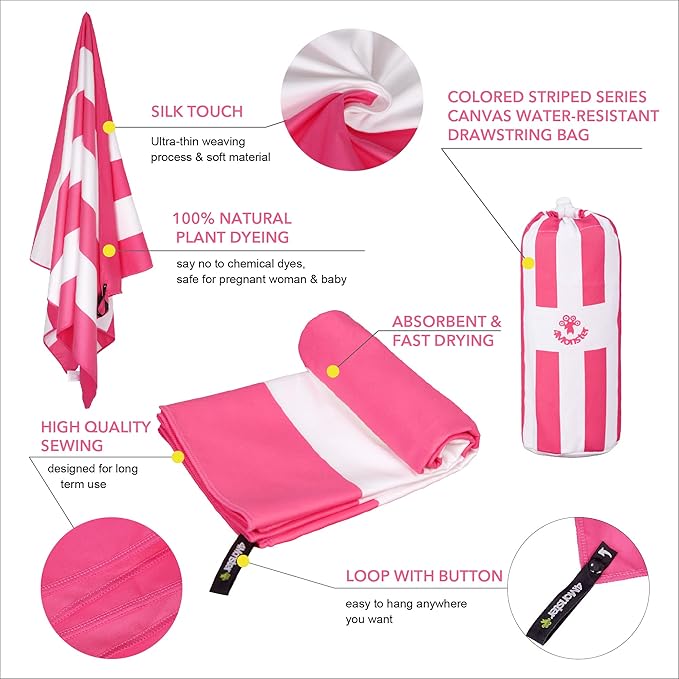 4Monster Microfiber Beach Towel Quick Dry,Super Absorbent Lightweight Travel Towel for Swimmers, Sand Free Camping Towel, Beach Towels for Pool,Swim,Water Sports,Yoga