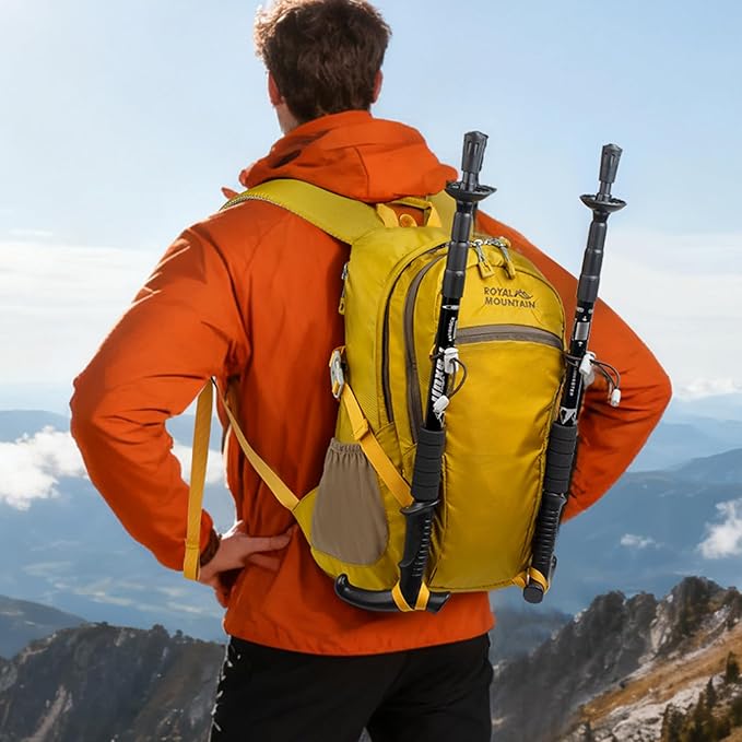 Hiking Backpack With Rain-cover, 30L Travel Backpacks For Women Men, Camping Daypack Backpacks Lightweight, Durable Hiking Backpack Fit For Camping, Daily Commuting, Short Trips (Yellow)