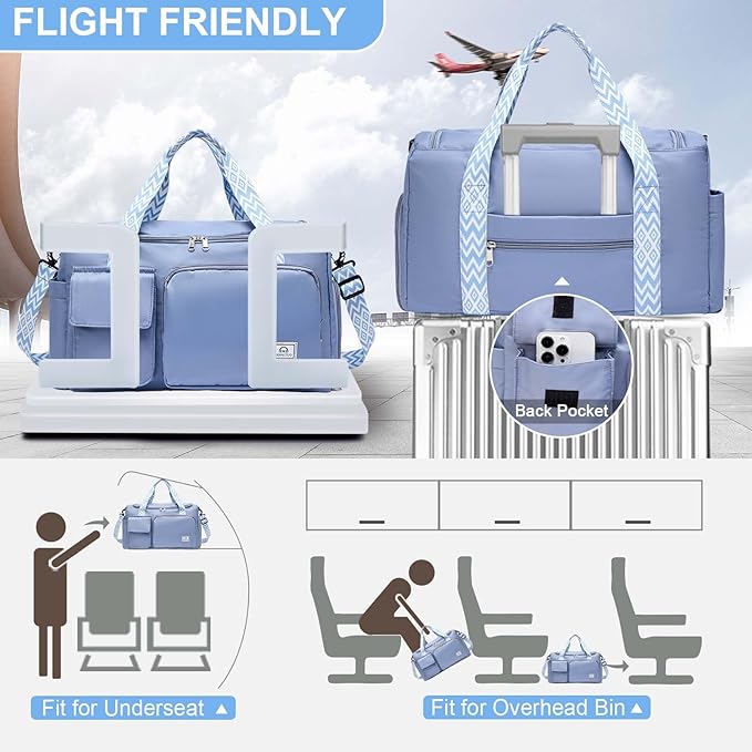 Small Gym Bag for Women, Travel Duffle Bag Carry On Weekender Bag with Shoe Compartment