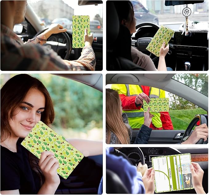 Car Registration and Insurance Card Holder, Document Holder for Cards, Driver Vehicle License Document Glove Box Compartment Organizer, Car Essentials For Women