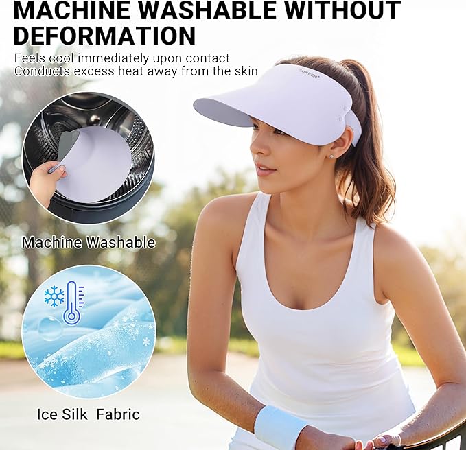 Sukeen Wide Brim Sun Visor Hat for Women Men,UPF50+ Seamless Sun Hats Foldable Ponytail Beach Hats for Daily Outdoor Sport