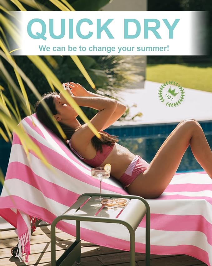 Genovega 6 Oversized Turkish Beach Bath Towel Set Bulk 74"x38" Extra Large Sand Free Quick Dry Swimming Camping Pool Clearance Towels Essentials Adult Multi Stripe Travel Blanket