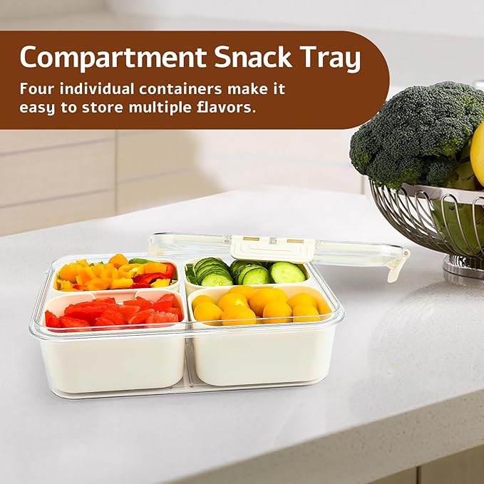 Small Snackle Box Container with Lid,Travel Charcuterie Box with Handle - Organizer for Candy, Fruit, Nuts, Veggies, Snacks,Beach Snack Box Containers,Portable Lunch Box-2Pack