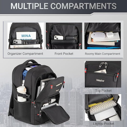 48L Expandable Laptop Backpack, Anti-thief Travel Backpack with USB Charging Port, Airline Approved Business Waterproof Carry on Luggage, Fits 17.3" Laptop for Men Women