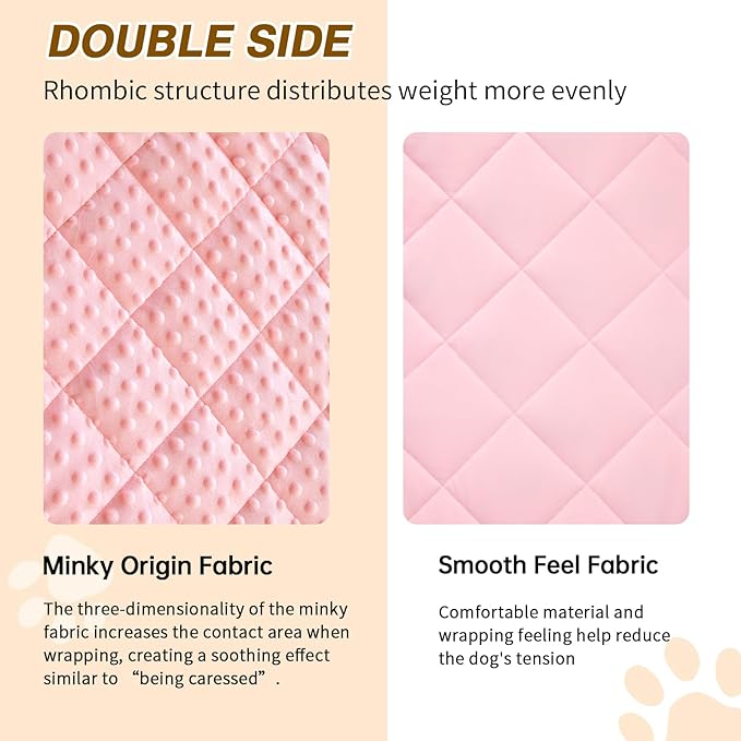 yescool Pink Weighted Blanket for Dogs, 3 lb Thunder Blankets Shirt for Dogs, 36 x 48 inch Medium Puppy Blanket for 20-45lb, Weighted Pet Blankets for Thunderstorms, Fireworks and Construction Noise