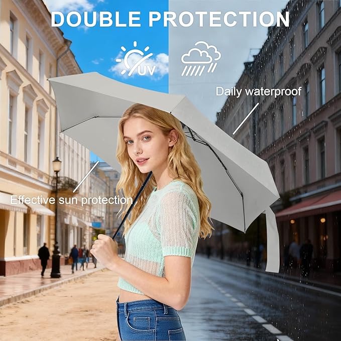 LEAGERA Compact Travel Umbrella with Case - Mini Umbrella for Purse, Small Lightweight &Tiny Design Perfect for Parasol Outdoor Sun&Rain Umbrellas