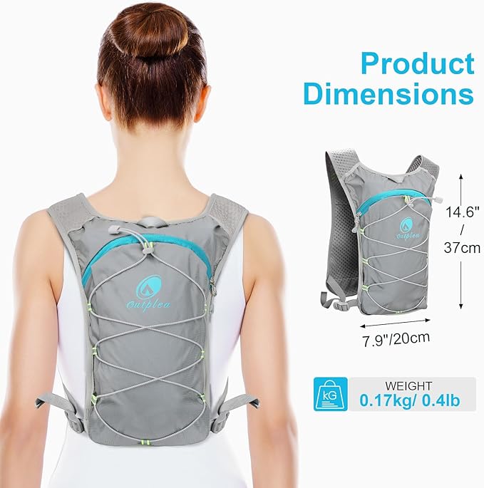 Small Lightweight Running Hydration Vest with 2L Water Bladder for Race, Lightweight Water Backpack Hydropack for Hiking