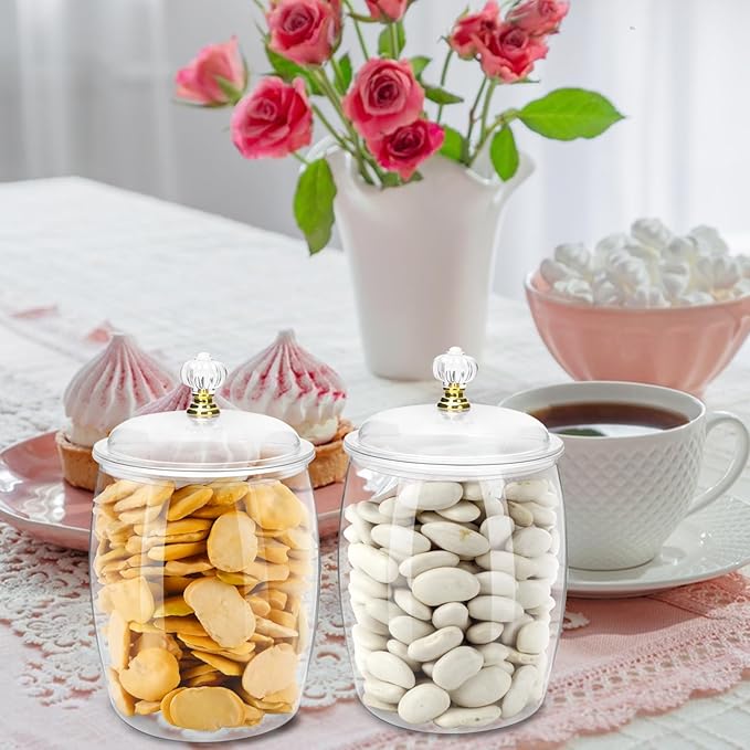 Wtyouesm 4 Pack Airtight Plastic Candy Jars with Locks, Clear 64 oz Cookie & Snack Storage Containers - Leakproof, Kitchen Pantry Organization for Home, Wedding, Bathroom Decor