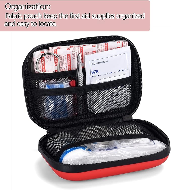 Portable Mini First Aid Kit Compact Medical Kits with Compartments, Waterproof Small EVA Case for Car, Home, Outdoors, Sports, Camping, Hiking and Office