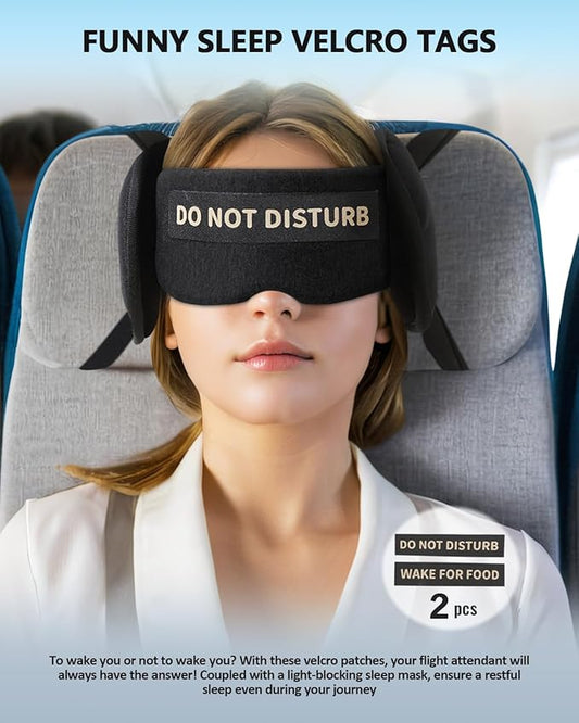 Travel Pillows for Airplanes, Airplane Pillow for Long Flights Sleeping Travel, Airplane Head Strap with Eye Mask 360° Support Headrest for Plane Road Trip Sleep, Stop Bobblehead（Black）