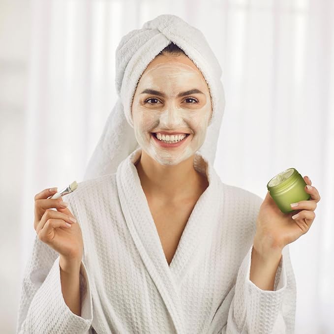 Domensi 32 Pcs 2 oz Glass Jars with Lids Travel Size Round Leakproof Empty Cosmetic Jars with Inner Liners Lid for Storing Makeup Lotions Face Cream Ointments Candle DIY Making (Pea Green)