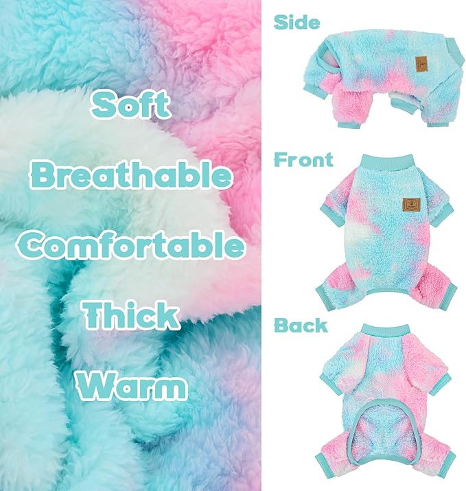 XPUDAC Dog Sweater, Dog Winter Clothes for Small Medium Dogs Girl Boy Fleece Doggy Pajamas for Winter Christmas, Tie-Dye03, XX-Large