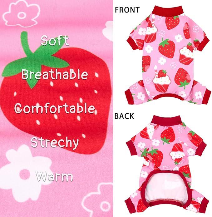 XPUDAC 4 Pieces Dog Pajamas Stretchy Dog Pjs Soft Cute Doggie Clothes for Small Medium Dogs Boy Girl Cats Pet Outfits, X-Small