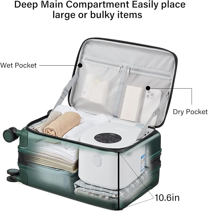 Hanke Hardside Expandable Carry On Luggage, 20 Inch Top Opening Trunk Luggages with Spinner Wheels, All-PC Hard Shell Carry-On Suitcase, Lightweight & TSA Airline Approved (Blackish Green, 46L)