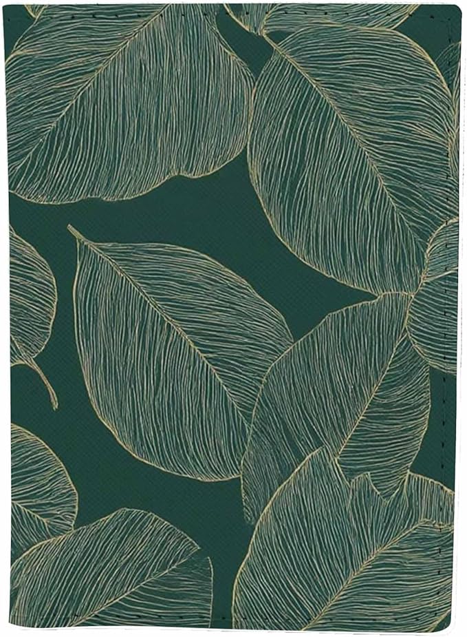 Art Palm Passport Holder for Travel Golden Split-leaf Philodendron Plant PU Leather Passport Cover Wallet Cute Passport Card Holder for Women and Men