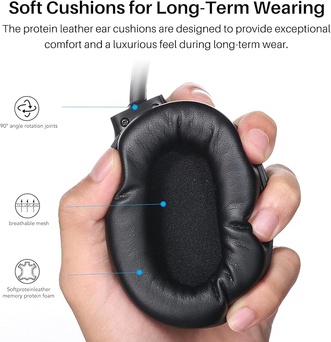 TOZO Hybrid Active Noise Cancelling Headphones, Wireless Over Ear Bluetooth Headset, 40H Playtime, Hi-Res Audio Custom EQ via App Deep Bass Comfort Fit Ear Cups, for Home Office Travel Black