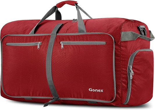 Gonex 40L 60L 80L 100L 150L Large Foldable Travel Duffle Bag with Shoes Compartment, Packable Lightweight Water Repellent Duffel Bag for Camping Gym Weekender Bag
