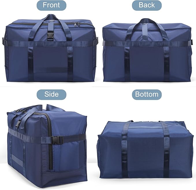 80L Foldable Travel Duffle Bag for Men and Women - Large Collapsible Duffel Bag - Waterproof Overnight Weekender Bag for Travel, Moving