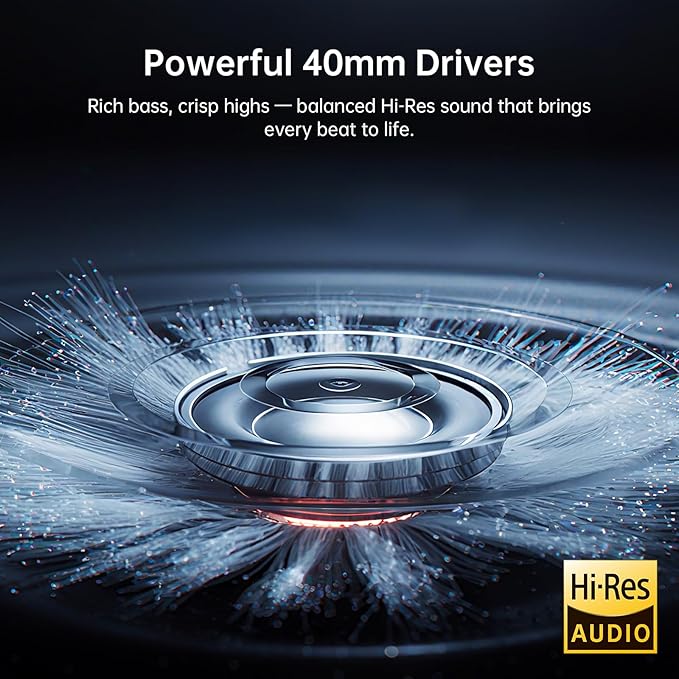 EKSA P300 Wireless Bluetooth Headphones, Active Noise Cancelling Over Ear Headset with ENC Mic,Transparency Mode, 100H Playtime, Hi-Res Audio, Deep Bass,BT 5.4 Headset for Music Office Travel