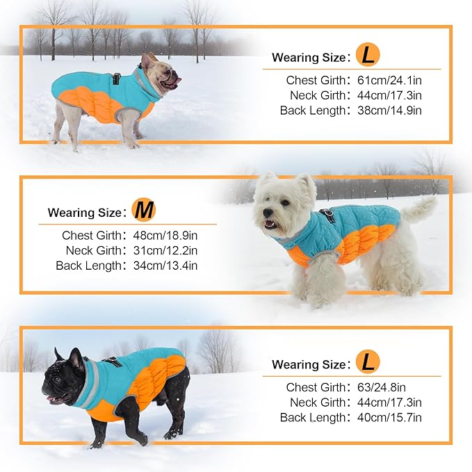 OUOBOB Warm Dog Jackets for Small Dogs, Waterproof Dog Coat with Harness Built in, Zipper Clousure, Fleece Lining for Cold Weather, Small Pet Winter Clothes for Shih Tzu, Yorkshire, Bichon - S