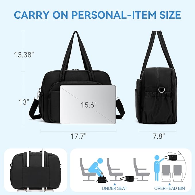 CLUCI Weekender Travel Bag for Women Puffer Tote Bag Carry On Duffle Overnight Bags with Shoe Compartment