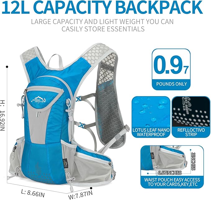 Hydration Pack Backpack, Lightweight Water Backpack with 2L Leakproof Hydration Bladder Daypack for Men Women,Running Hydration Vest for Outdoor Trail