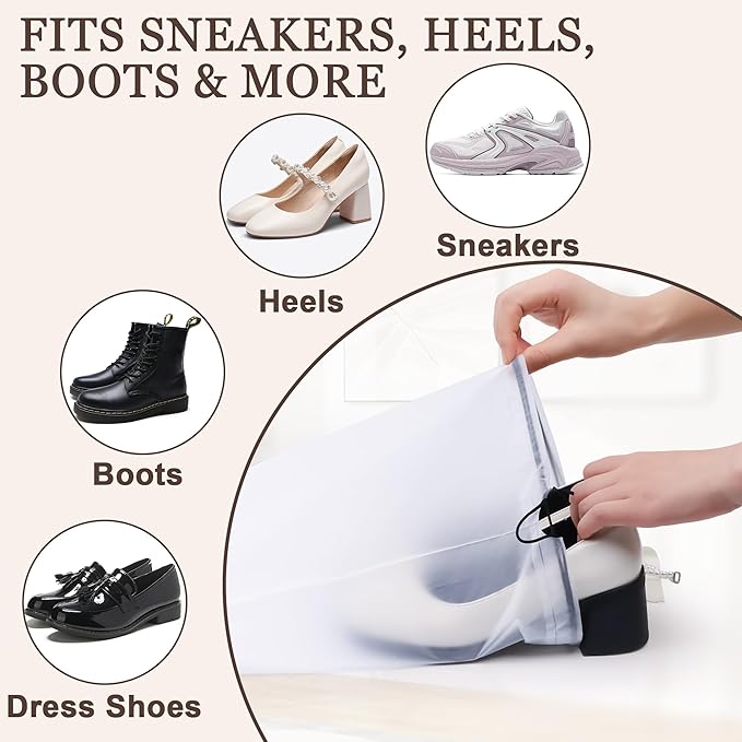 18 Pack Clear Shoe Bags for Travel, 15.7"×11.8" PEVA Drawstring, Water-Resistant, Fits up to Men’s 12–13, Reusable Storage for Shoes, Clothes & Toiletries, Keep Luggage Tidy & Odor-Free