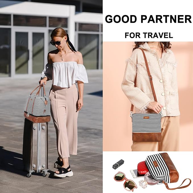 IBFUN Weekender Bags for Women, 21" Weekender Travel Bag, Travel Duffle Bag with Shoe Compartment Carry on Overnight Duffel Bag for Weekend Travel Business Trip, 3PCS