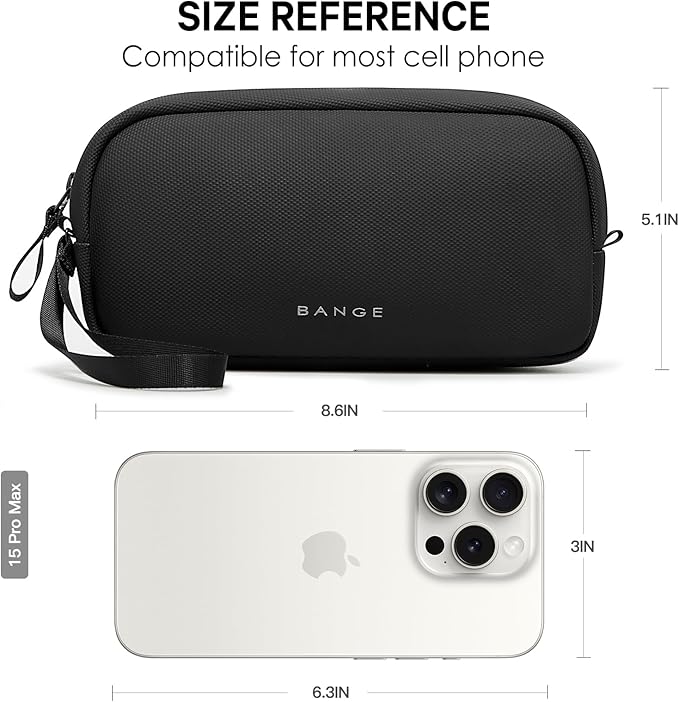 BANGE Travel Organizer Case, Water Resistant Electronics Travel Bag Organizer for Cable, Tech Pouch Accessories Carry Storage for Cord, Phone, Cables, Airpods, USB Flash Drive, Daily Items