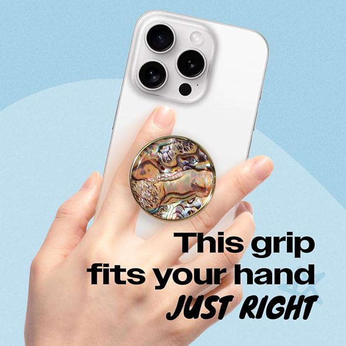 OnTheGrip Cute Natural Seashell Design Round Shape Collapsible Mobile Phone Grip Stand Holder for Smartphone Tablet Cell Phone Accessory (Leopard)