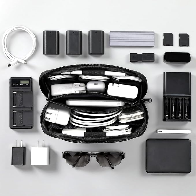 RIGHT AWAY Electronic Organizer,Waterproof Travel Accessories Storage, Tech Pouch for Cord, Power bank, Airpods, Daily Items