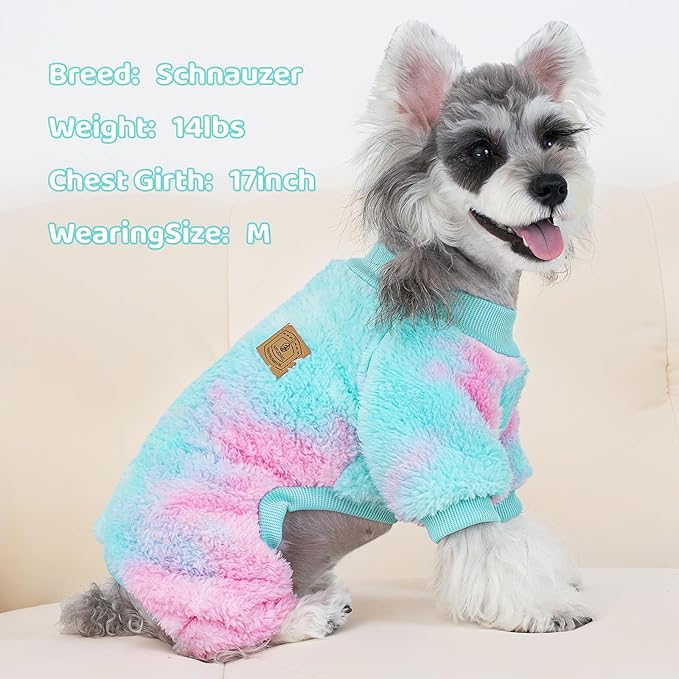 XPUDAC Dog Sweater, Dog Winter Clothes for Small Medium Dogs Girl Boy Fleece Doggy Pajamas for Winter Christmas, Tie-Dye03, Medium