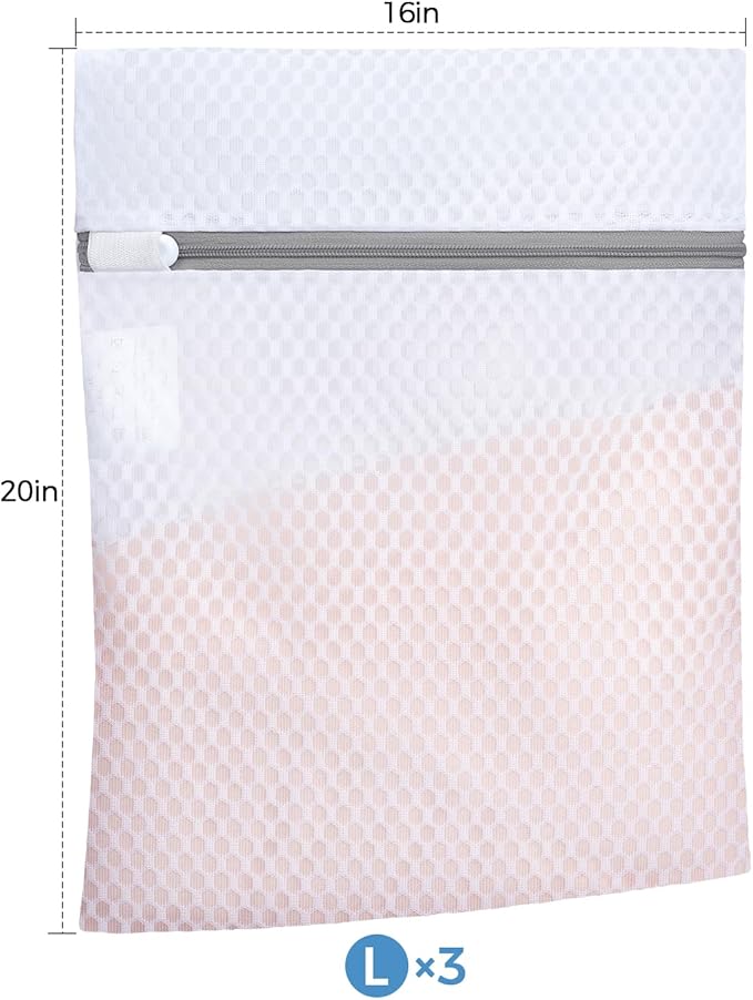 BAGAIL Laundry Bags Mesh Wash Bag for Intimates Lingerie and Delicates,3Pcs(Honeycomb,3L)