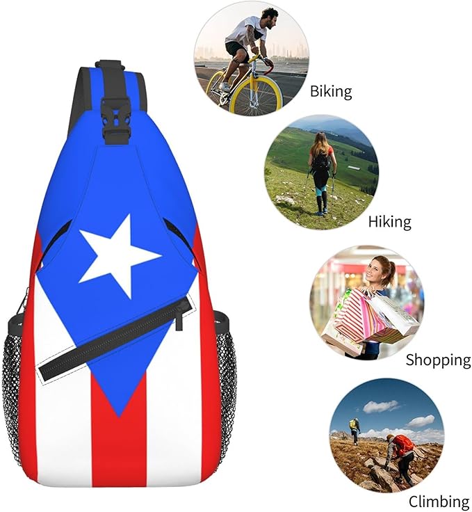 GJXFLSY Puerto Rico flag Sling Backpack Crossbody Bag Casual Chest Bags Travel Hiking Daypack Shoulder Bag for Women Men