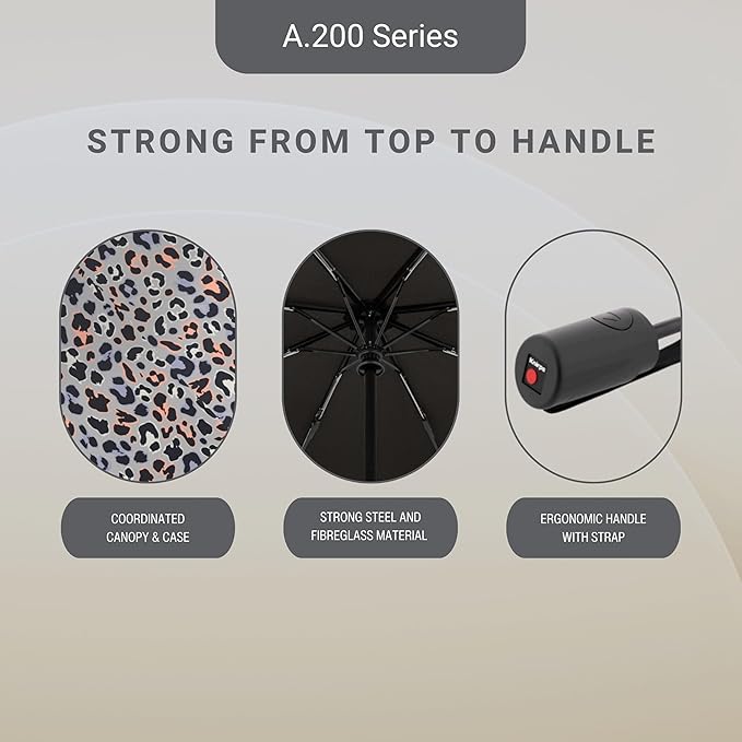 Knirps A.200 Medium Duomatic Windproof Umbrella for Adults – Automatic Open Close 38.5" Canopy, Travel Case Included