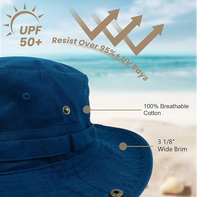 Bucket Hat Wide Brim UV Protection Sun Hat Boonie Hats Fishing Hiking Safari Outdoor Hats for Men and Women