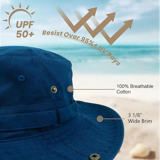 Bucket Hat Wide Brim UV Protection Sun Hat Boonie Hats Fishing Hiking Safari Outdoor Hats for Men and Women