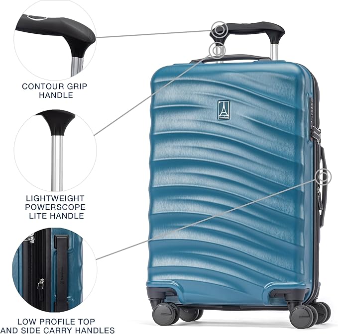 Travelpro Maxlite Air V2 Hardside Expandable Carry on Luggage, 8 Spinner Wheels, Lightweight Hard Shell Suitcase, TSA lock, Teal, Carry On 21-Inch