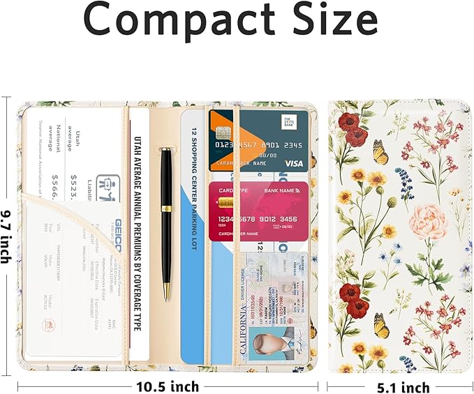 CoBak Car Registration and Insurance Holder - Vehicle Glove Box Car Organizer,Auto Truck Comparment Accessories Case with Magnetic Closure for Driver License,Cards