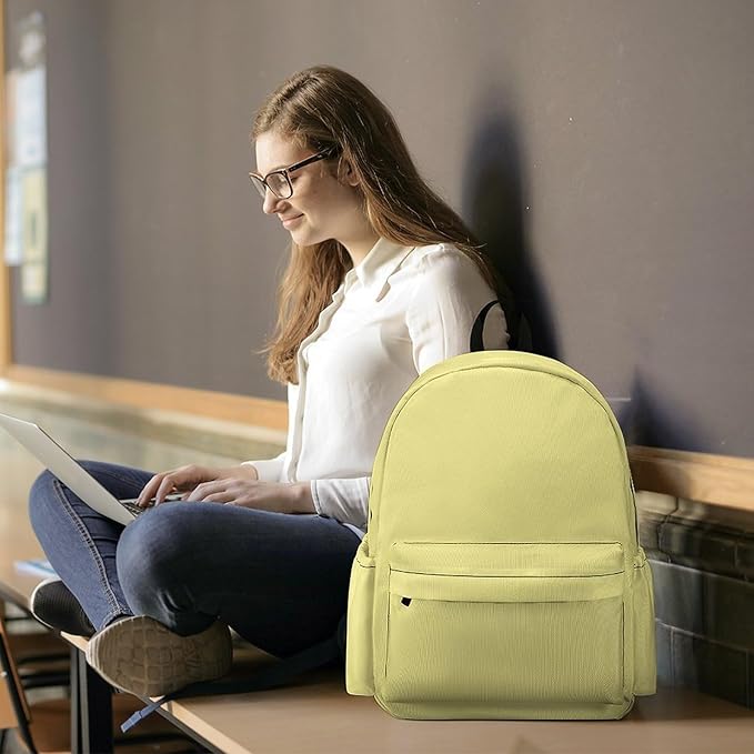 Pale Luxury Yellow Backpack Adult Travel Daybag for Women Men College Backpack for Vacation Hiking Camping Bag