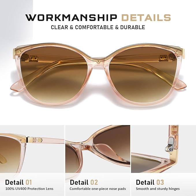 Trendy Cat Eye Sunglasses for Women Fashion Cateye UV400 Protection Glasses CL22017