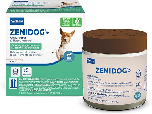 ZENIDOG Gel Diffuser - Dog Calming Pheromone Diffuser for Stress Relief No Electricity Required and Lasts up to 2 Months by Virbac