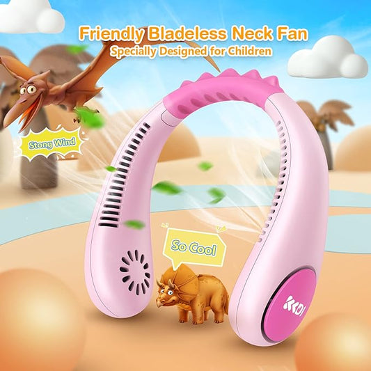 Kids Neck Fan, Portable Bladeless Fans for Kid 4-14Y Girls & Boys, 2600mAh USB Personal Mini Cooling Fan for Travel/Camping/Study, 4 Speeds, Lightweight, Compact, Perfect Summer Gifts for Kids