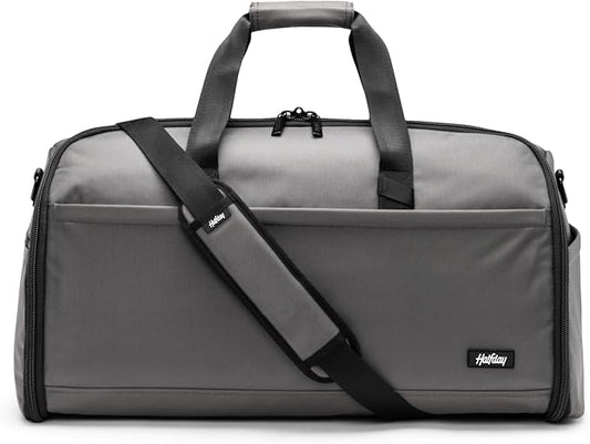 Halfday Convertible 2-in-1 Premium Garment Duffel Weekender Bag 45L | Wrinkle-Free Travel, Hanging Suit Compartment, Shoe Pockets, Trolley Sleeve. Balistic Nylon Carry-On, Ash